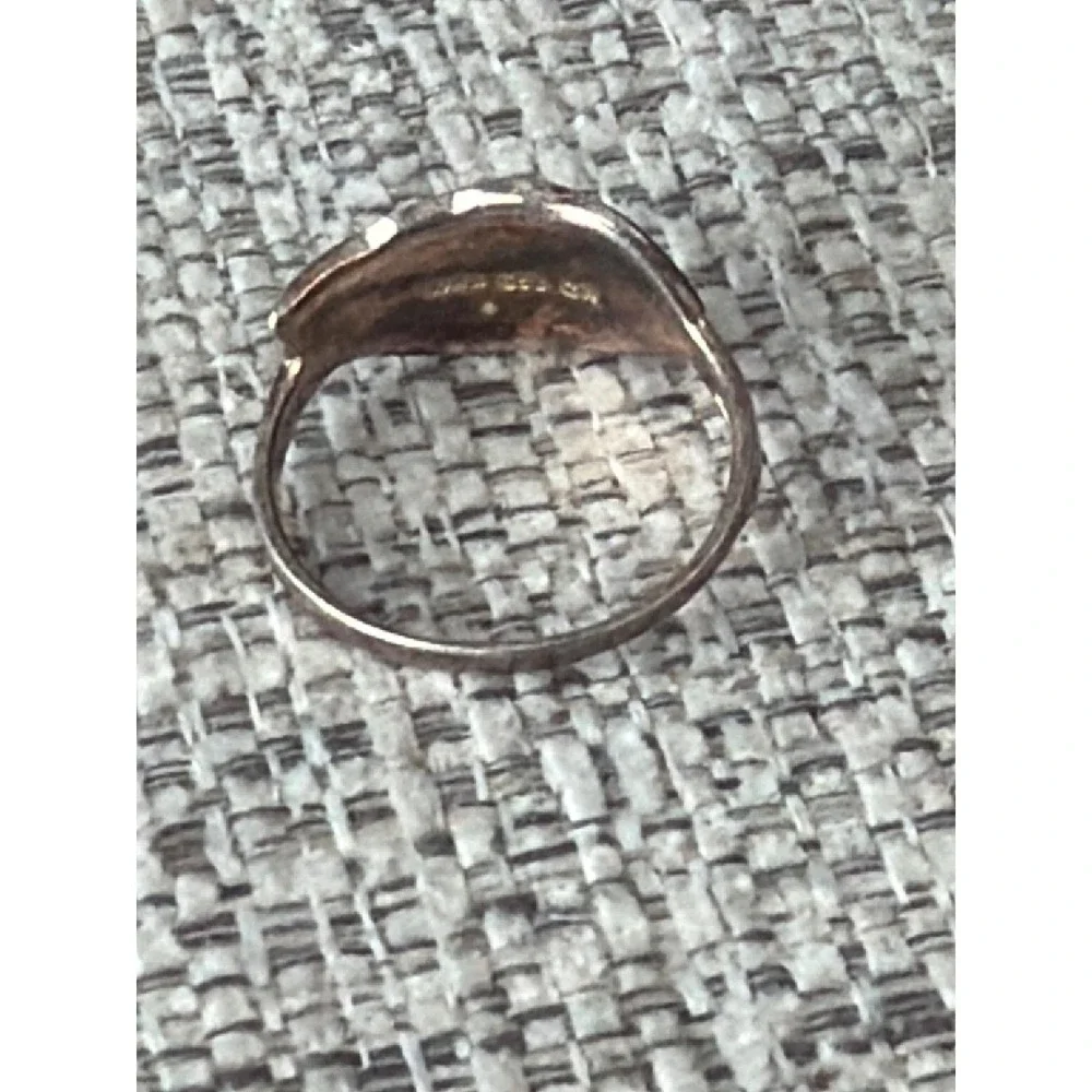 Vintage Sterling Silver Abalone Shell Leaf Ring 925 Inlay Boho Nature Jewelry